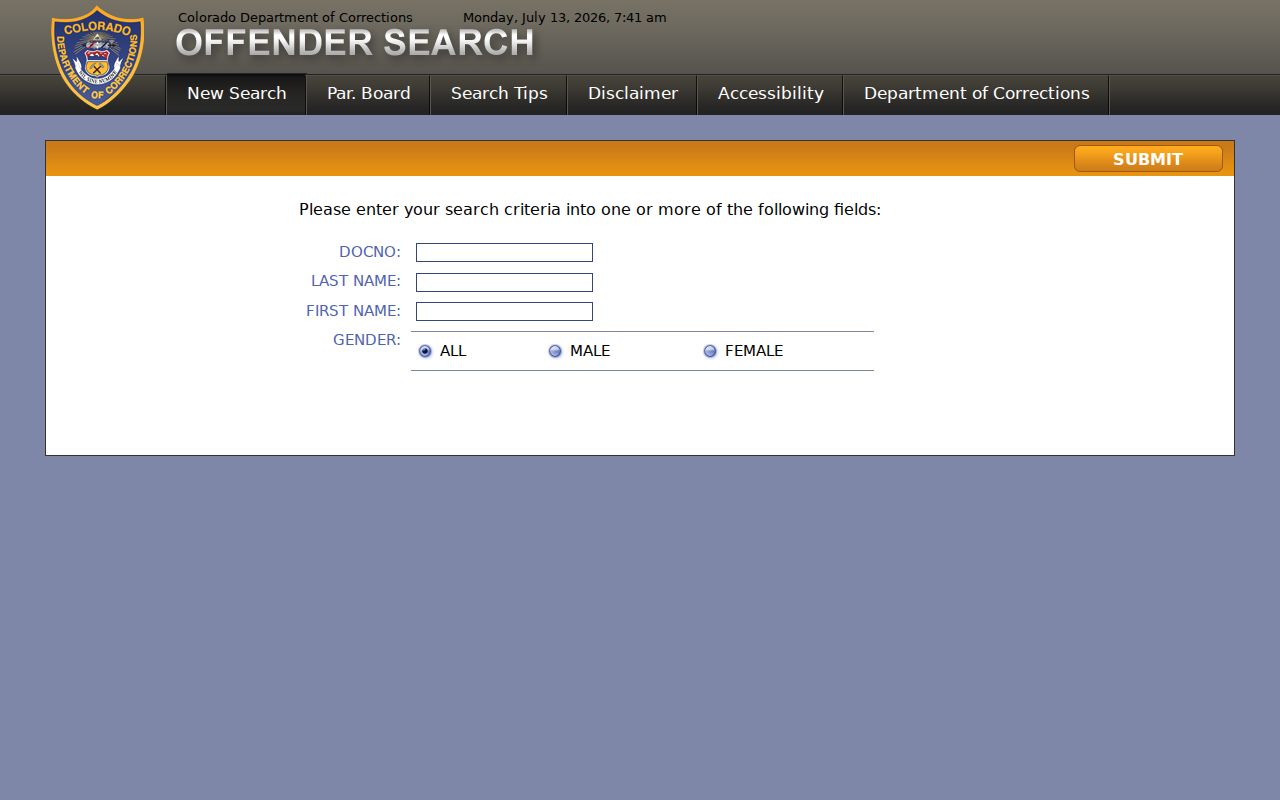 Conejos County inmate search Colorado DOC offender search