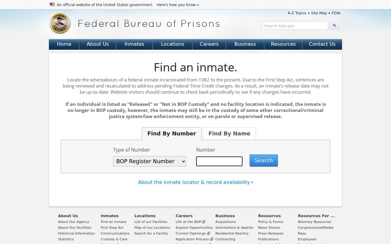 Conejos County inmate search federal BOP inmate locator