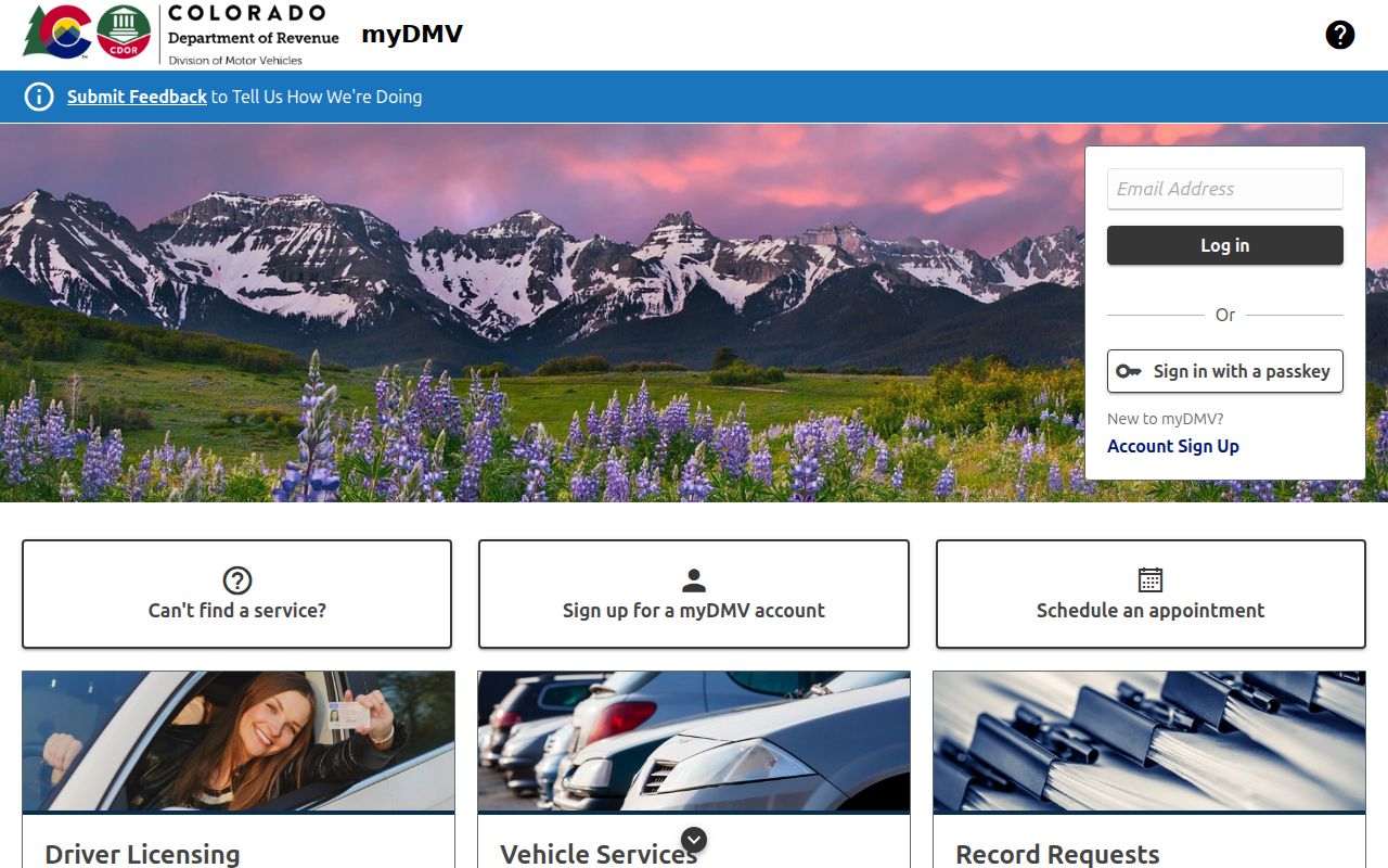 Conejos County marriage and divorce records Colorado myDMV portal example